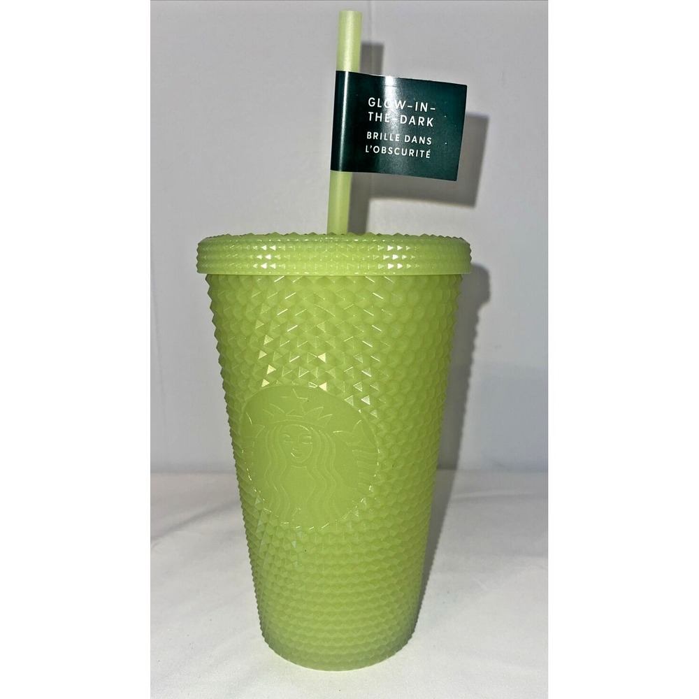 New 2022 Starbucks Green Glow in the Dark Lemongrass Studded Grande 16oz Tumbler